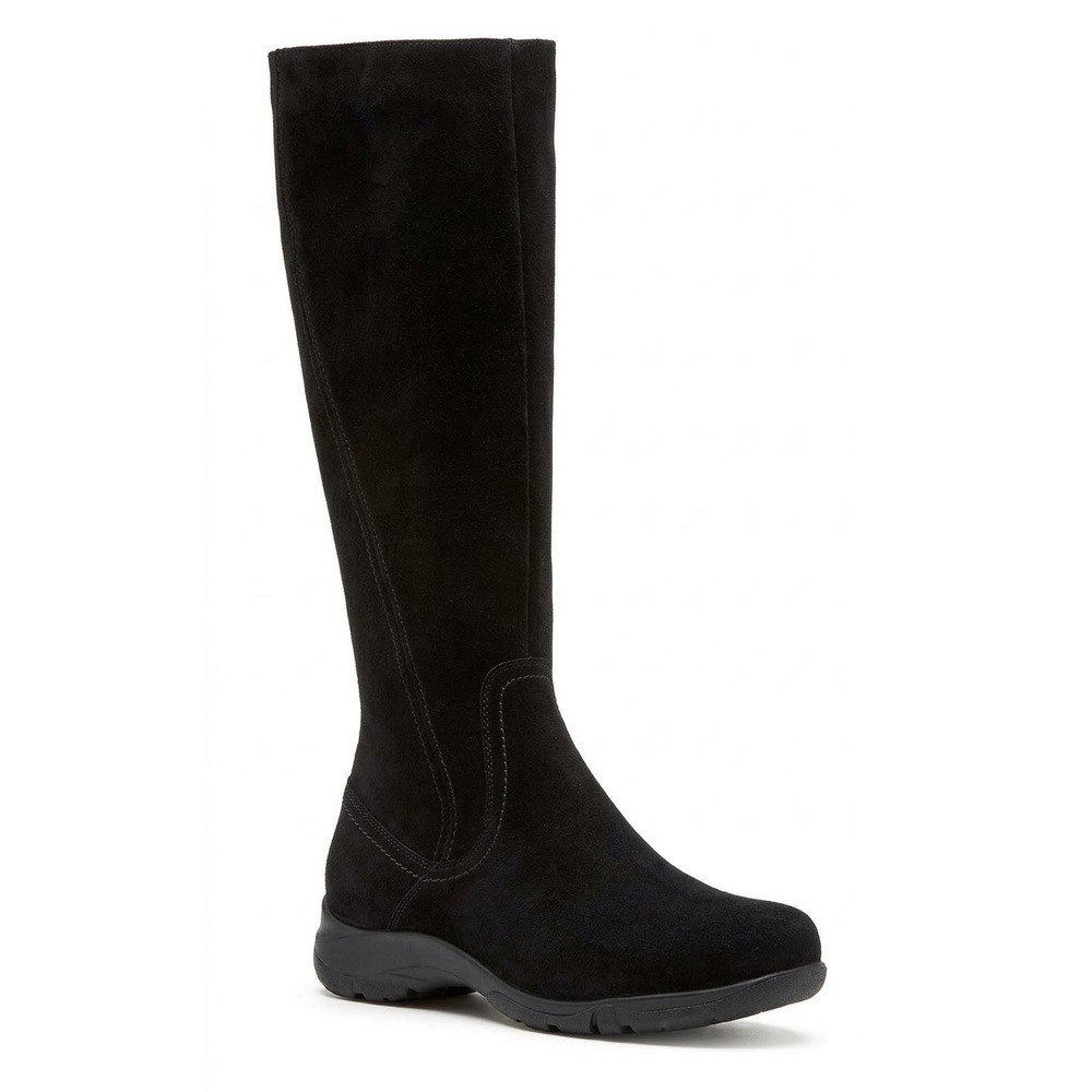 La Canadienne Waterproof Black Suede Tall Boots Faux Fur Lined Size 8.5